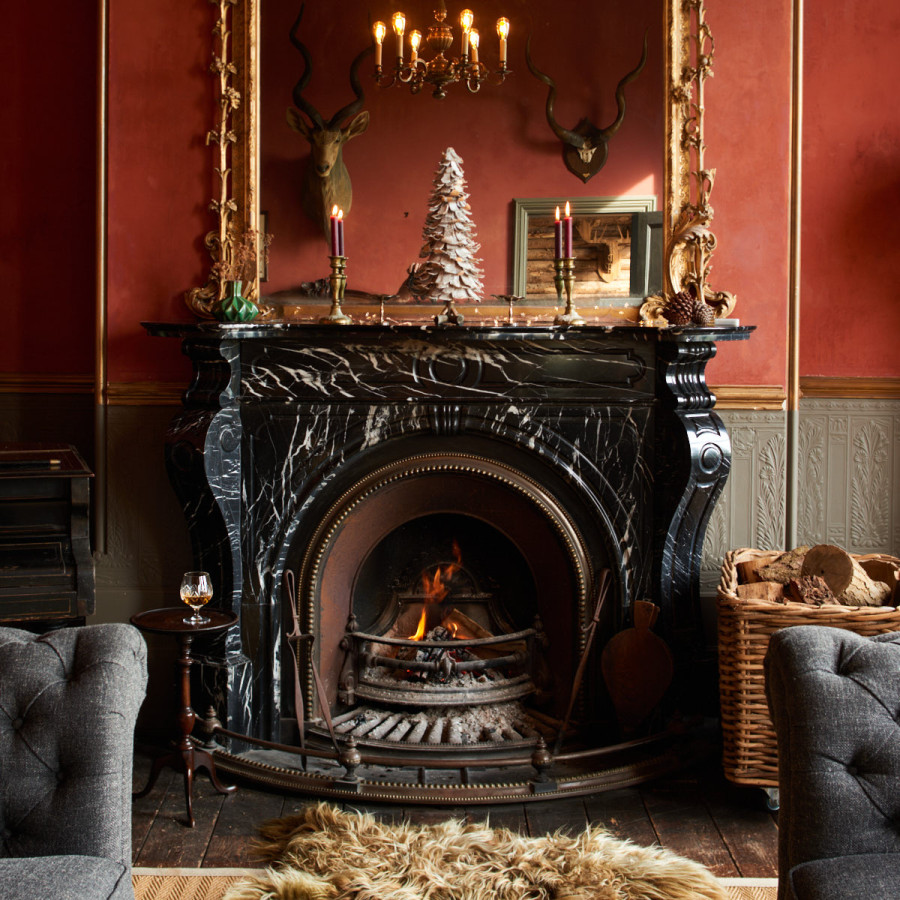 black marble fireplace 